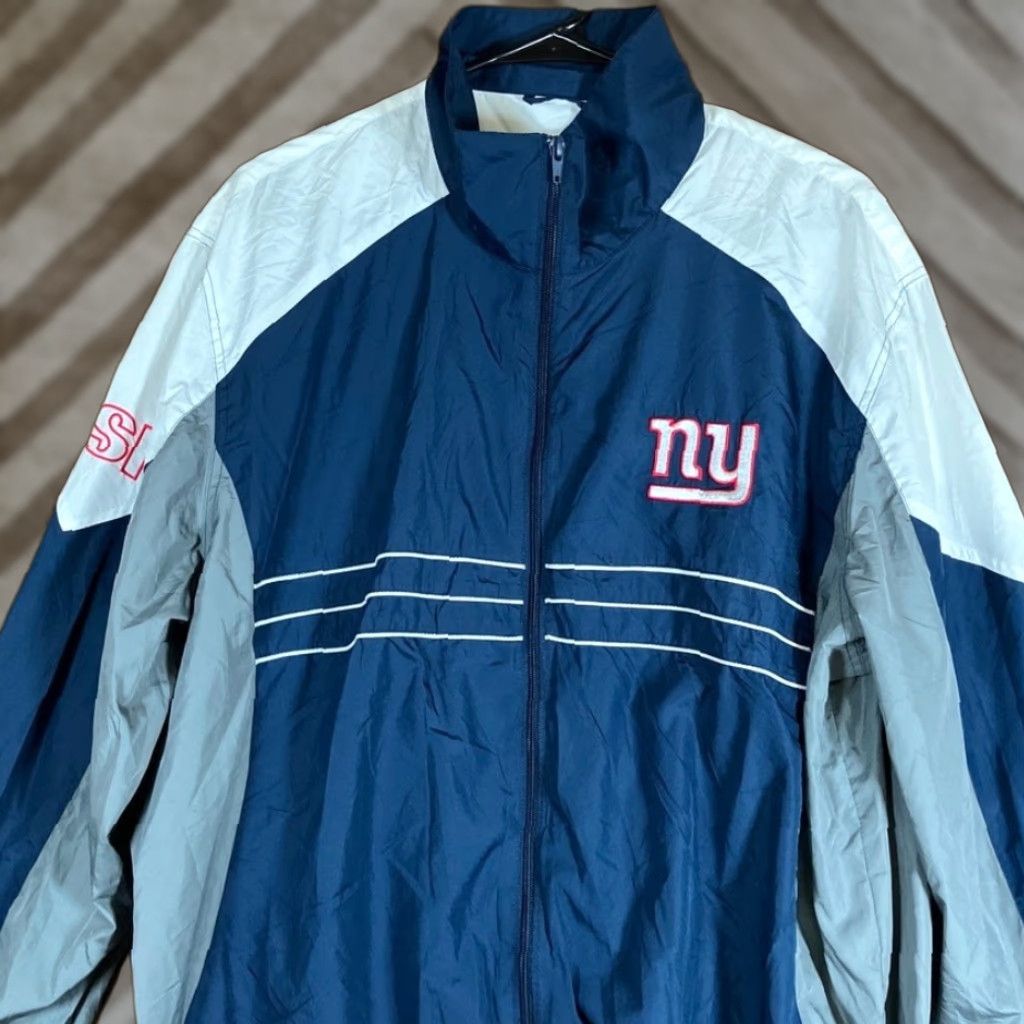 NFL NFL Jacket Mens Blue White New York Giants Mock Neck Windbreaker XL Size US XL / EU 56 / 4 - 1 Thumbnail