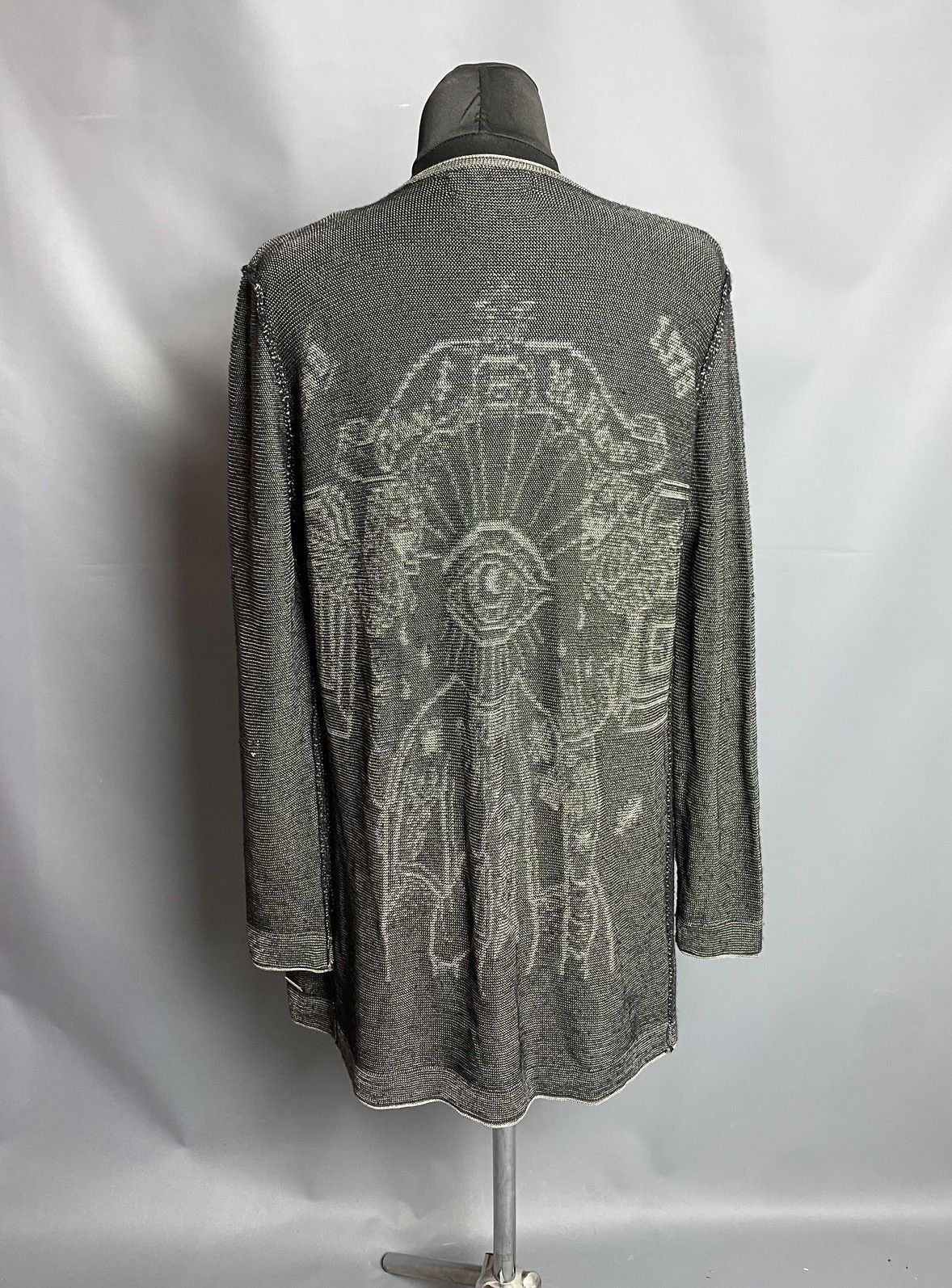 Diesel Diesel Wool Viscose Open Knit Cardigan Gray Graphic Eye XS Size XS / US 0-2 / IT 36-38 - 2 Thumbnail