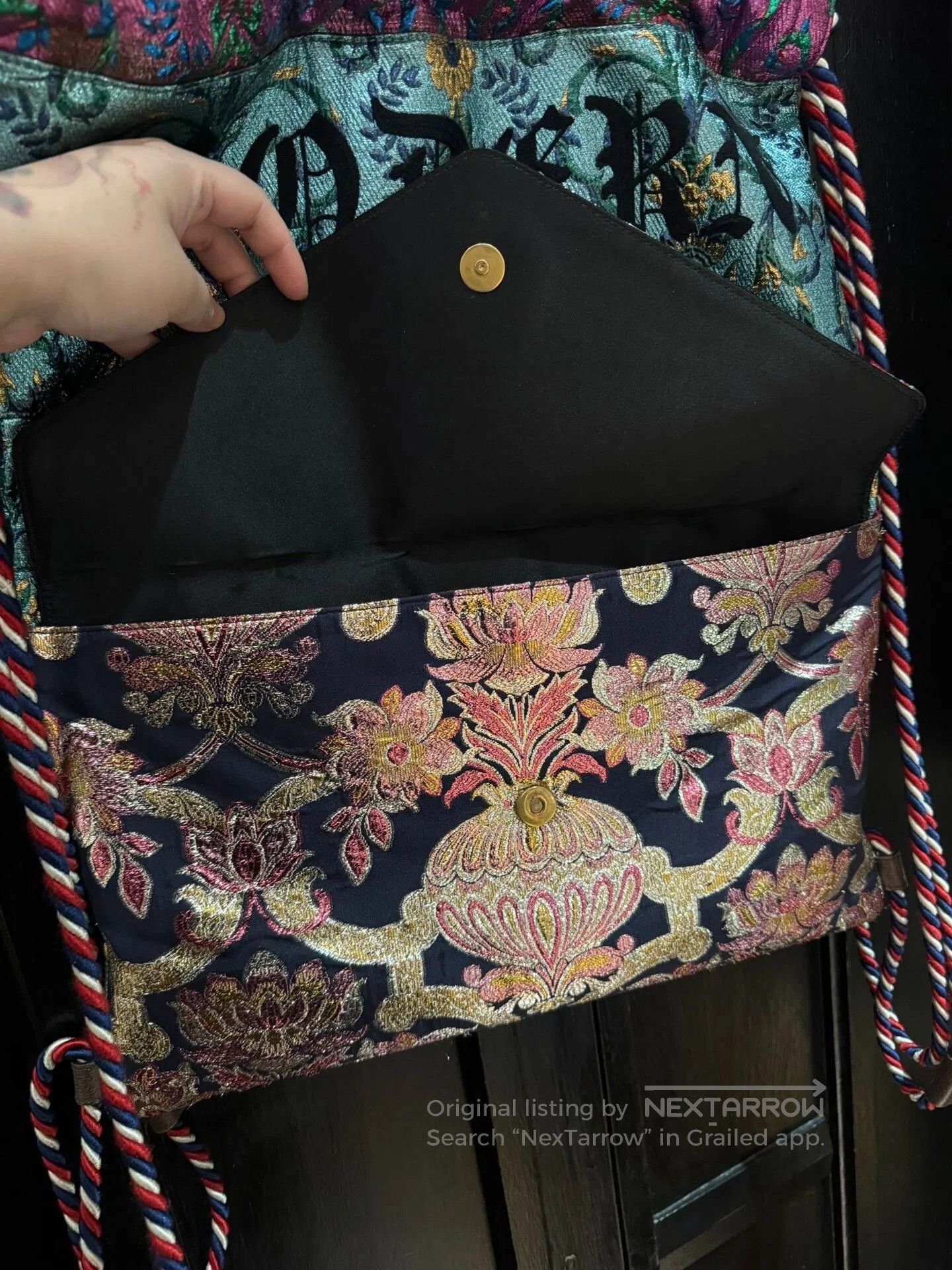 Gucci Gucci Embroidered Satin Backpack with Drawstring. Size ONE SIZE - 9 Thumbnail