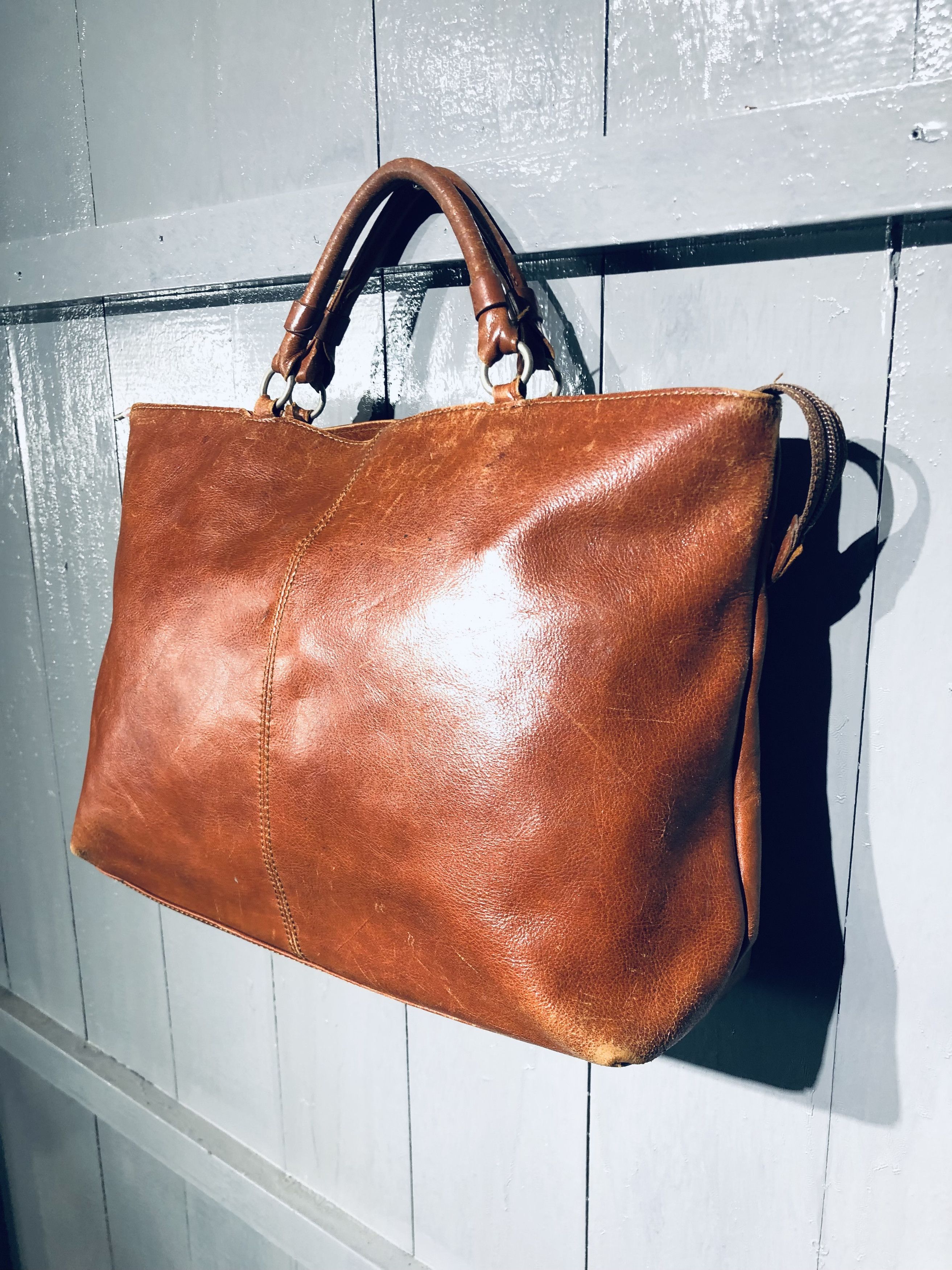 Genuine Leather × Leather JAPANESE STREEWEAR FASHION STYLE LEATHER HANDCARRY BAG Size ONE SIZE - 2 Thumbnail