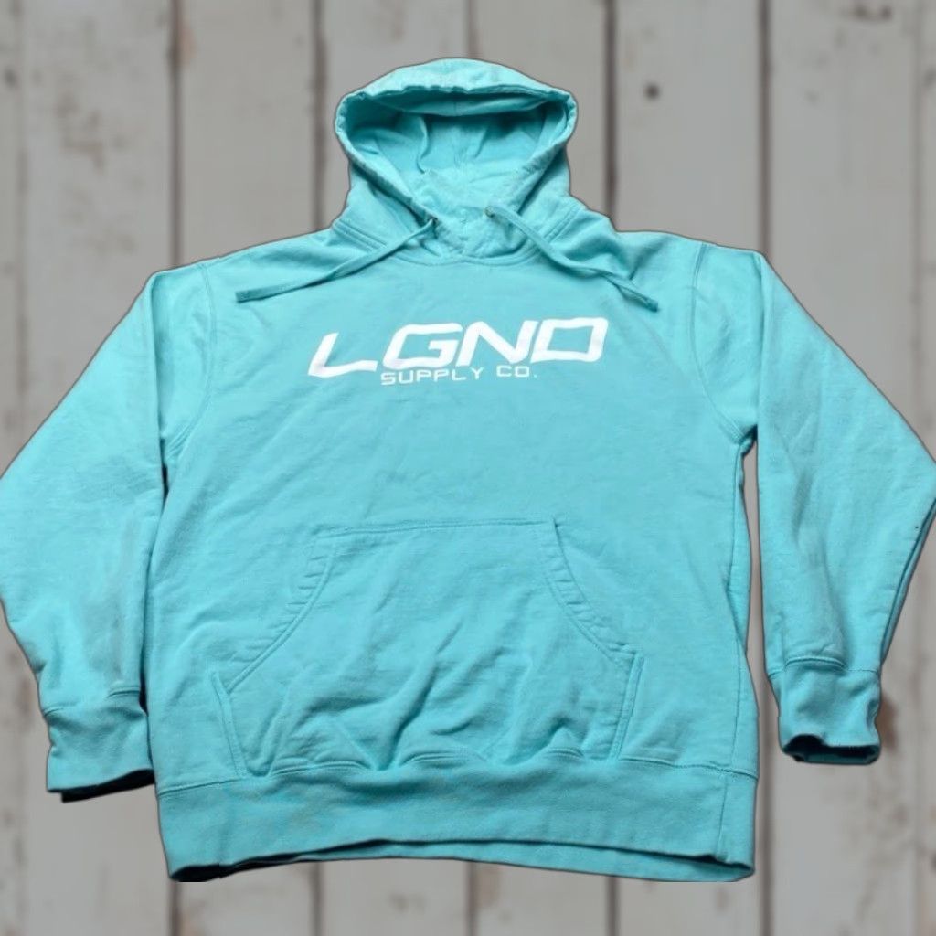 Vintage LGND Supply Co Hoodie Men's Large Mint Green Drawstring Flag Size US L / EU 52-54 / 3 - 1 Thumbnail