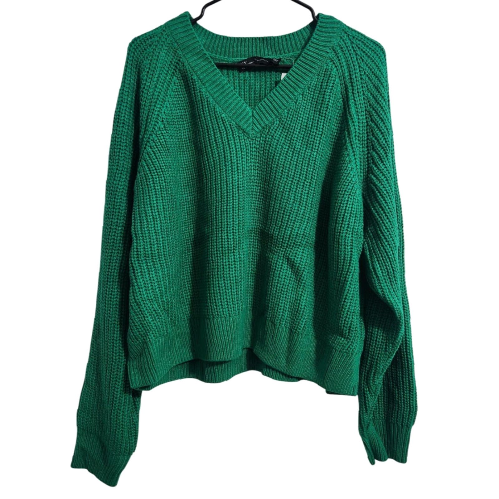 Vintage New York & Company Womens L Sweater V-Neck Pullover Acrylic Green Size L / US 10 / IT 46 - 2 Thumbnail