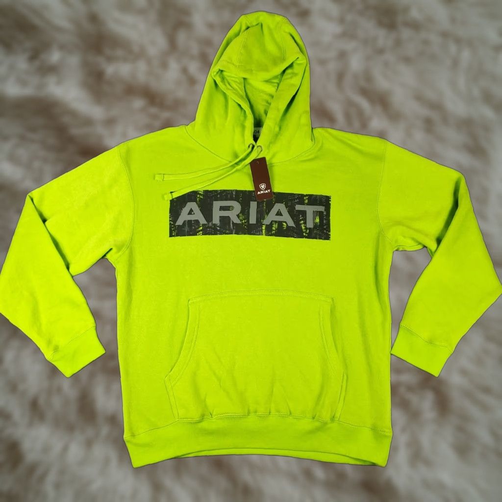 Ariat Ariat Mens Hoodie Pullover Sweatshirt Sweater Knit Mock Neck Cold Weather All Seasons Logo Regular Size M Yellow Size US M / EU 48-50 / 2 - 1 Thumbnail