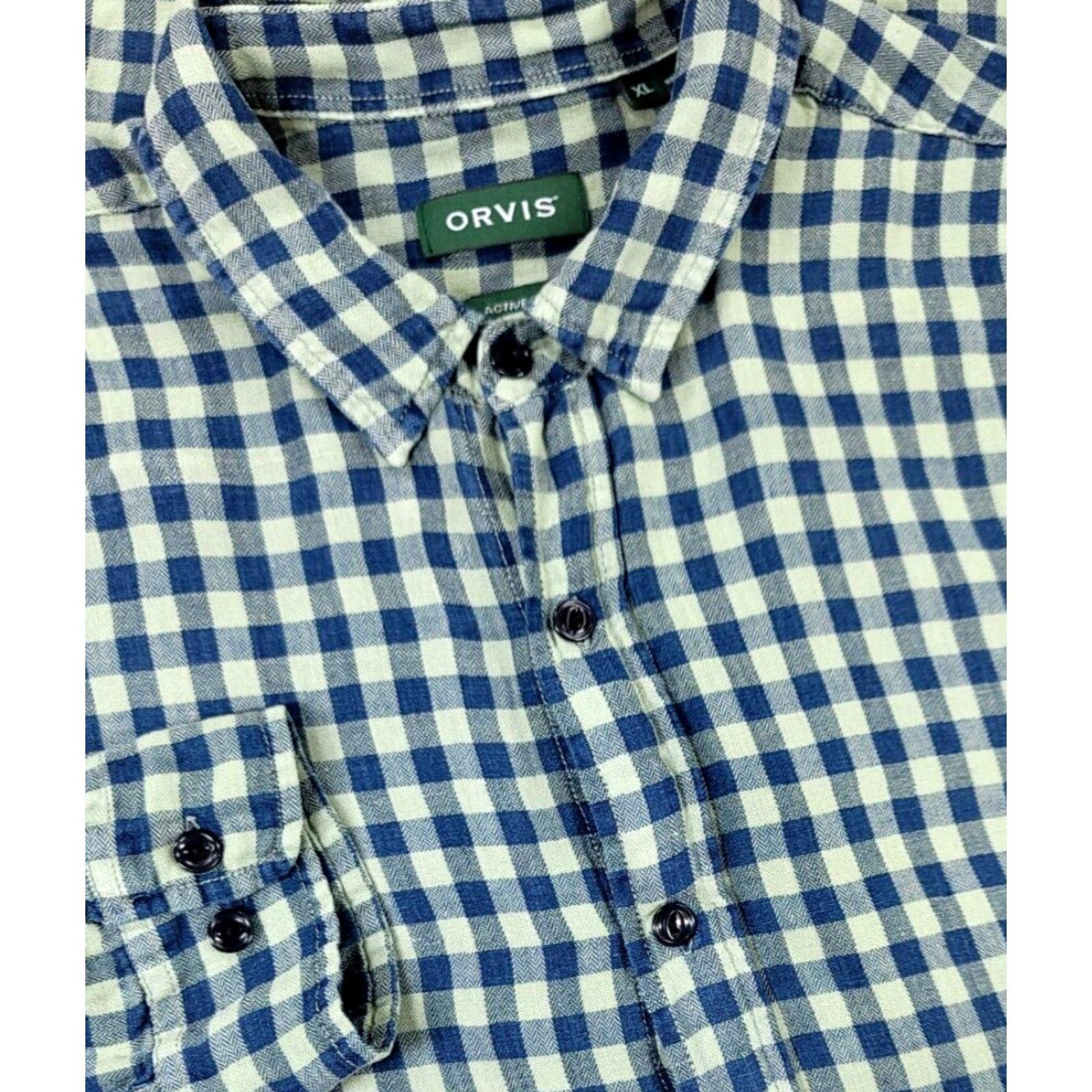 Orvis Orvis Men Active Fit Linen Blend Soft Gingham Blue Green Long Sleeve Shirt XL Size US XL / EU 56 / 4 - 2 Thumbnail