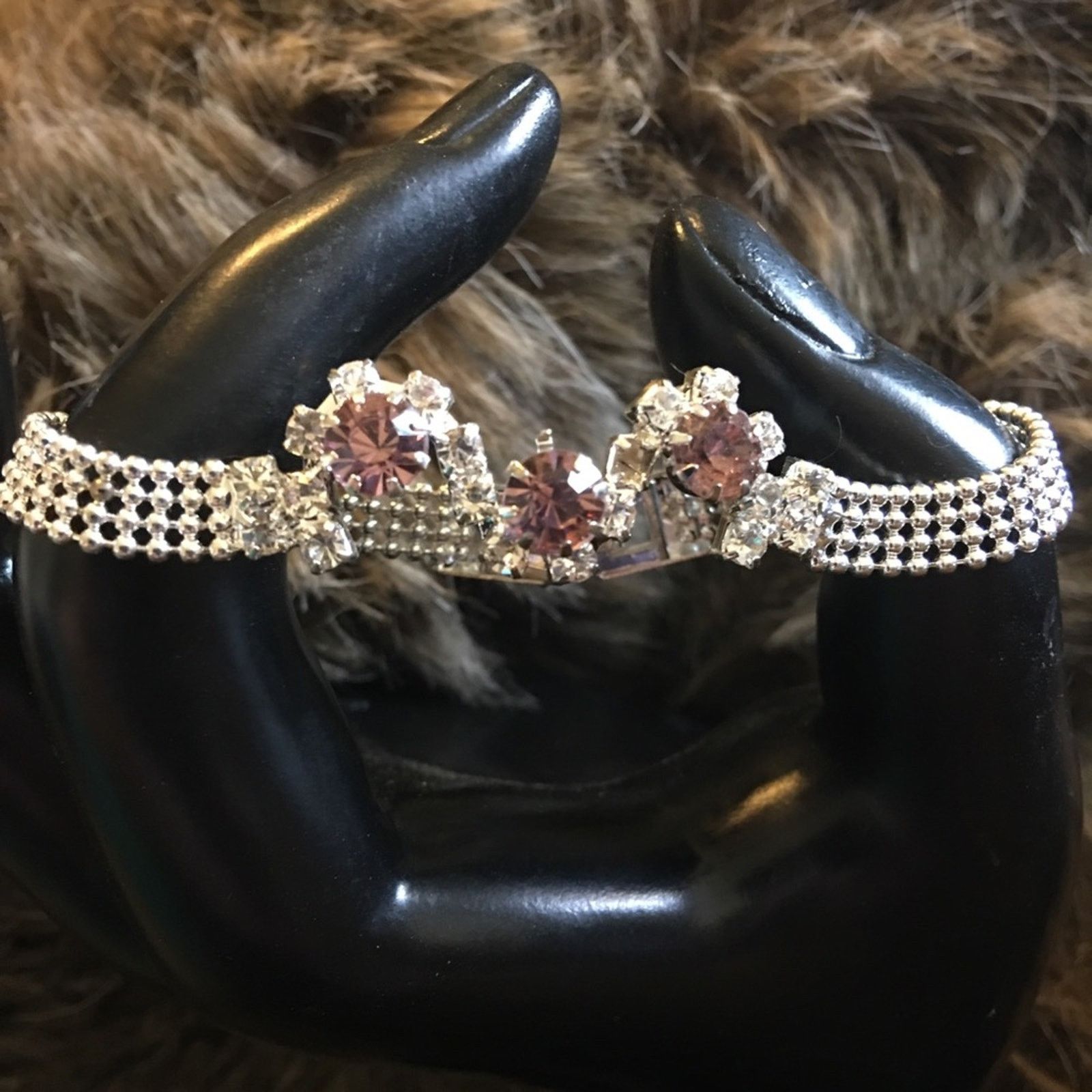 Jewelry Light purple & clear rhinestone ball mesh bracelet Size ONE SIZE - 1 Thumbnail