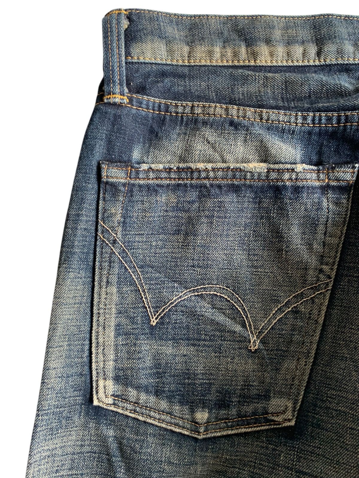 Edwin Rare💥EDWIN 5052RV SELVEDGE RUSTY MUDMAX DISTRESSED DENIM Size US 33 - 11 Thumbnail