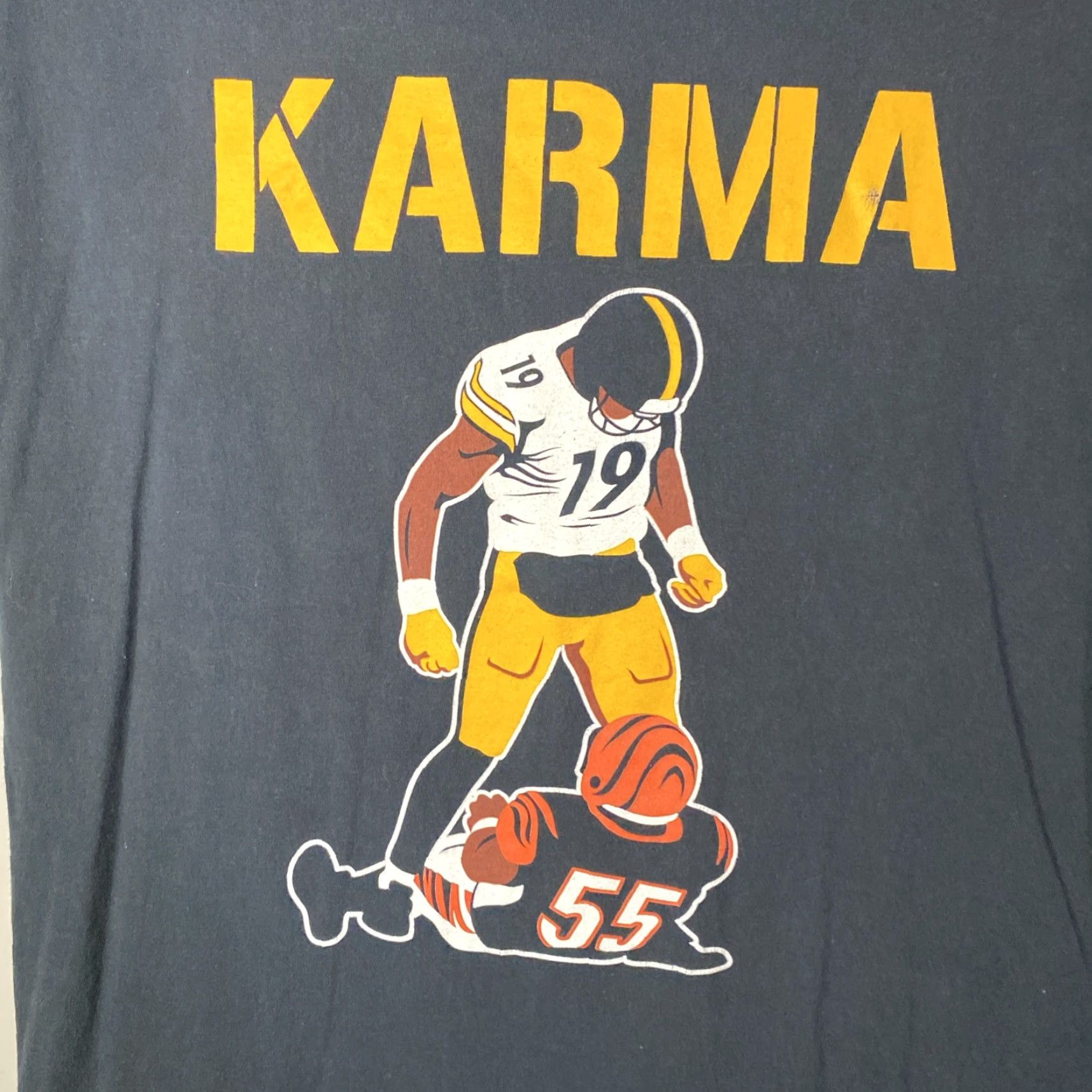 Fruit Of The Loom KARMA T-Shirt Pittsburgh Steelers JUJU SMITH-SCHUSTER 19 Burfict 55 Mens L Black Size US L / EU 52-54 / 3 - 3 Thumbnail