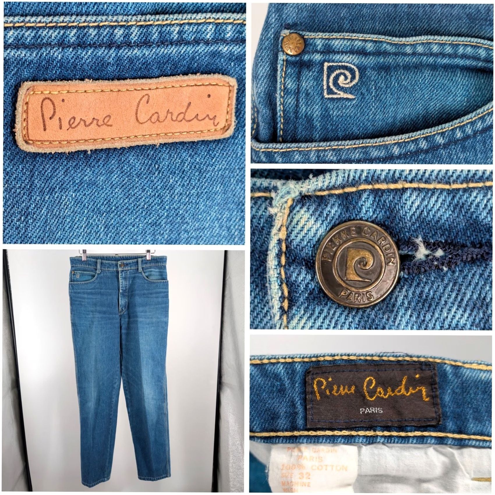 Pierre Cardin VINTAGE Pierre Cardin Denim Jeans 30" Indigo Archival 70s 80s Spiral Logo Fade Straight Leg Mens Size US 30 / EU 46 - 2 Thumbnail