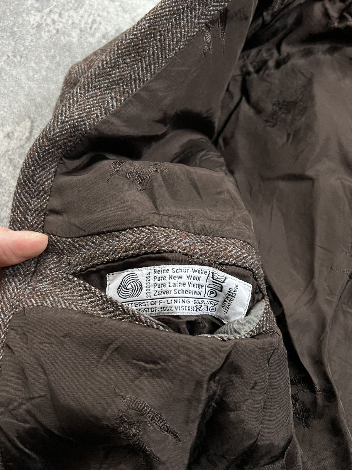 Burberry Burberrys Tweed Herringbone Wool Jacket Sport Coat Blazer 46 Size 46L - 10 Thumbnail