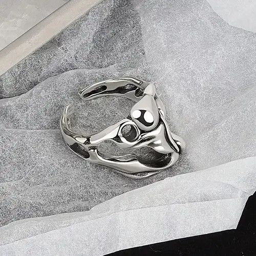 Handmade × Jewelry Abstract Ring Bubbles Silver Modern Punk Art Psychedelic Size ONE SIZE - 2 Thumbnail