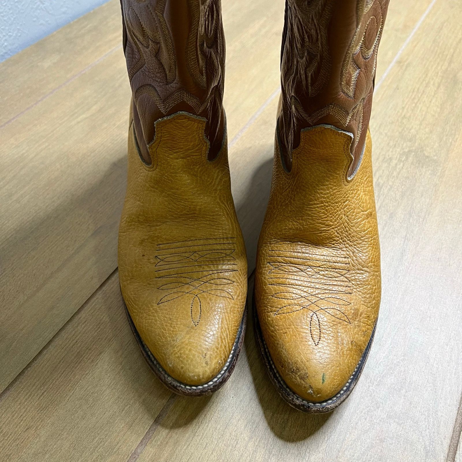 Vintage Nocona USA Cowboy Boots Mens 11 C Brown Tan Western Leather Size US 11 / EU 44 - 3 Thumbnail