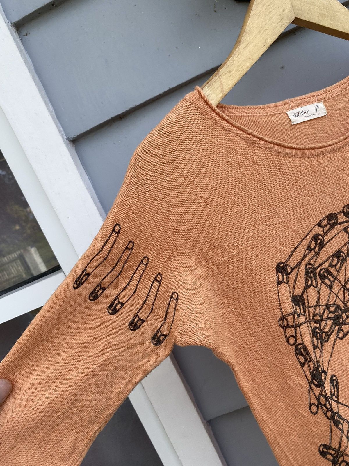 Japanese Brand Punk Revival Aesthetic Safety Pin Skull Knit Distressed Top Size ONE SIZE - 3 Thumbnail