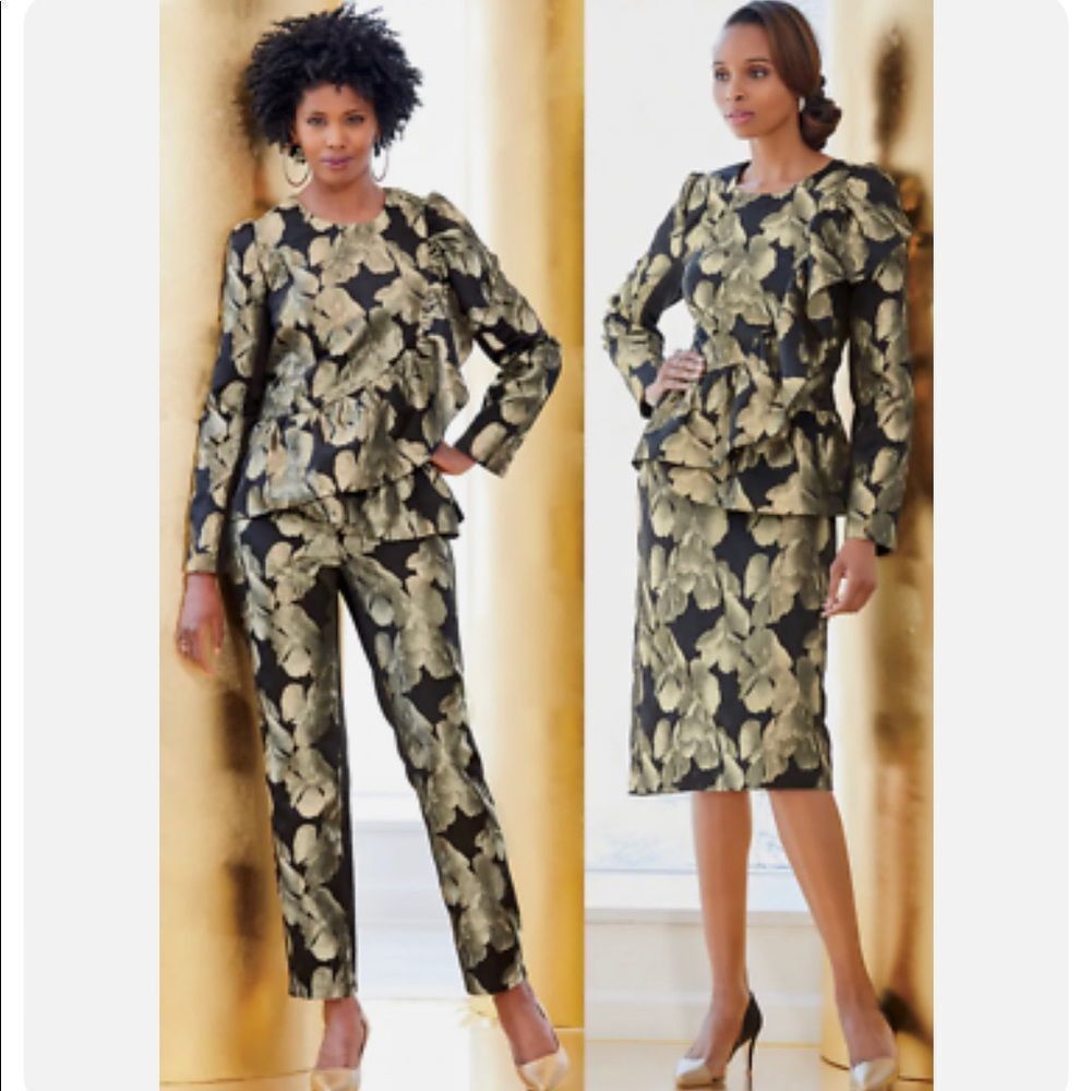 Other Ashro Larhonda Wardrober 3 Pc Peplum Jacket Skirt Pants Gold Size XL / US 12-14 / IT 48-50 - 1 Thumbnail