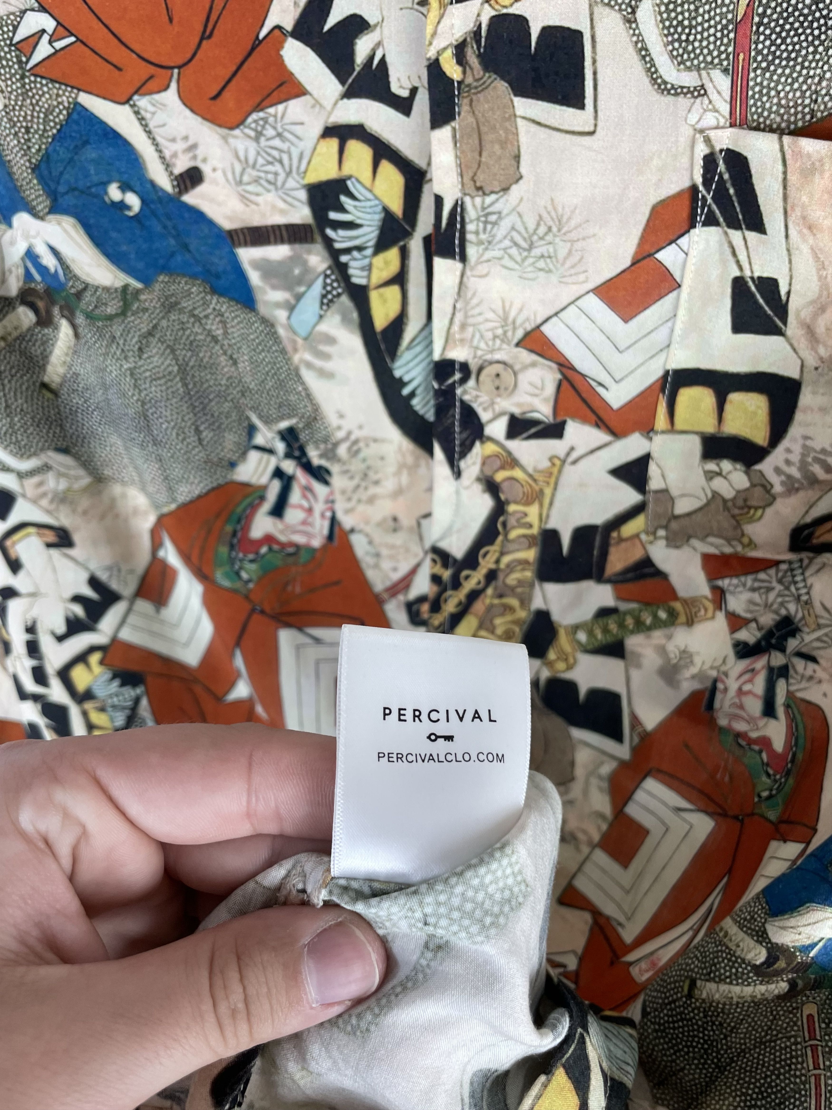 Percival Percival Japan Samurai Print Hawaiian Shirt Size US L / EU 52-54 / 3 - 7 Thumbnail
