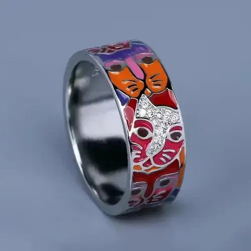 Ring Of Fire Cat Face Ring Size ONE SIZE - 3 Thumbnail