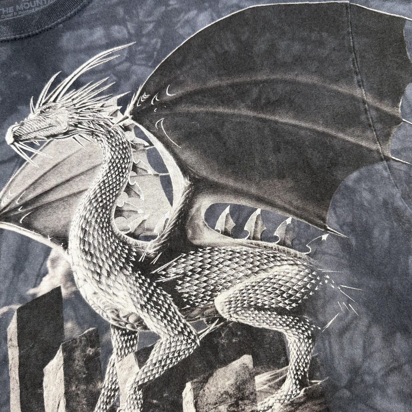 The Mountain The Mountain Shirt Mens 2XL Black Gray Dragon Graphic Tie Dye Fantasy Tee USA Size US XXL / EU 58 / 5 - 6 Thumbnail