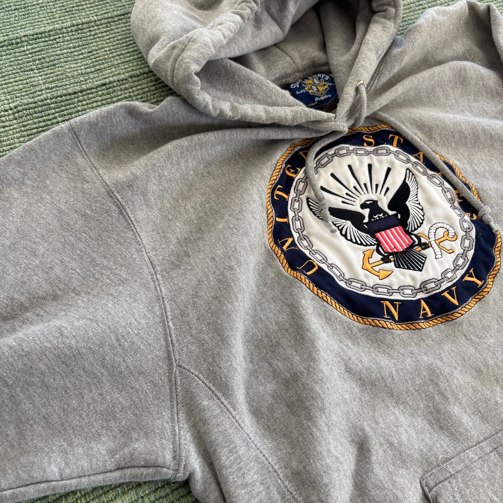 Steve And Barrys × Vintage Vintage US Navy Gray Embroidered Reverse Weave Style Hoodie Size US M / EU 48-50 / 2 - 5 Thumbnail