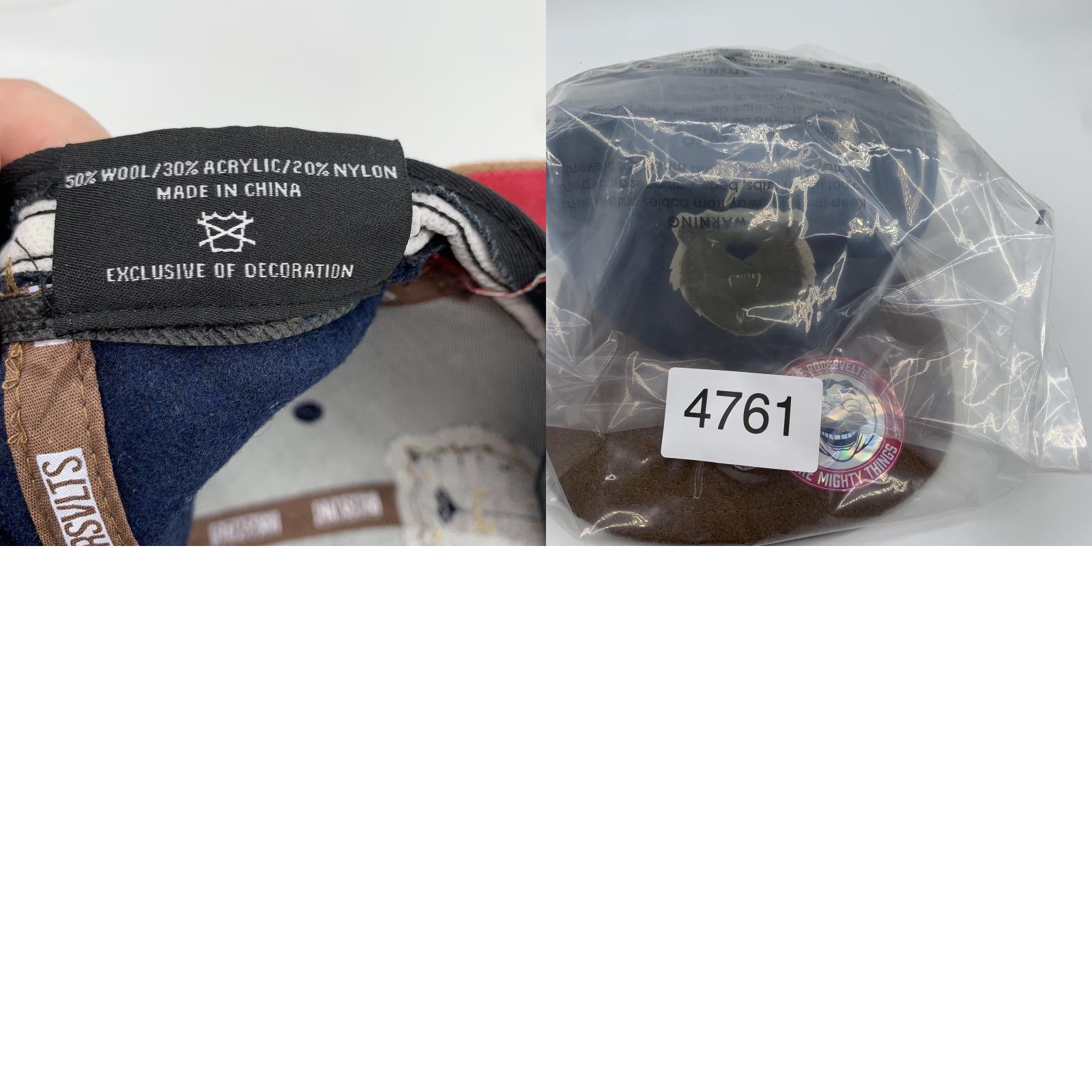 FELT RSVLTS Hat Cap Snap Back Mens Blue Wool Felt Bear Logo One Size Dare Mighty Men Black? Size ONE SIZE - 8 Thumbnail