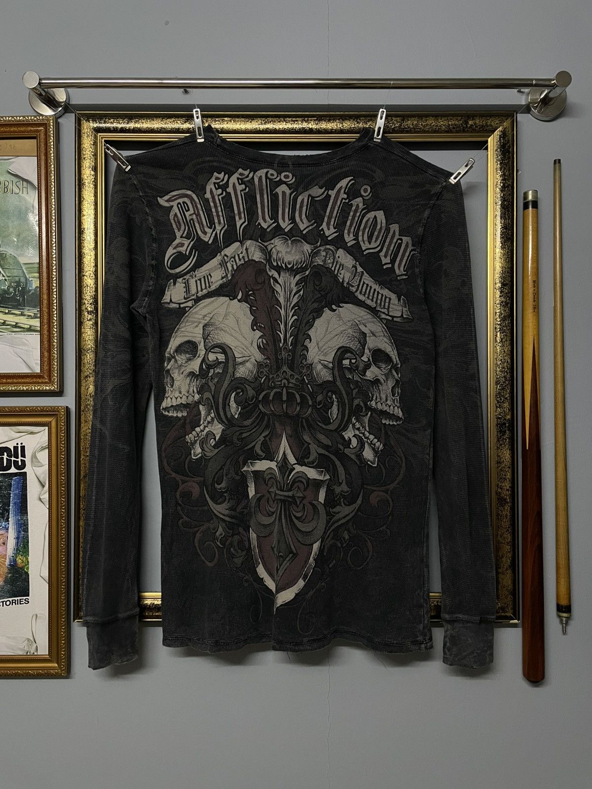 Affliction Vintage 1990s Designer Affliction Life Fast Die Young Skull Size US M / EU 48-50 / 2 - 1 Thumbnail