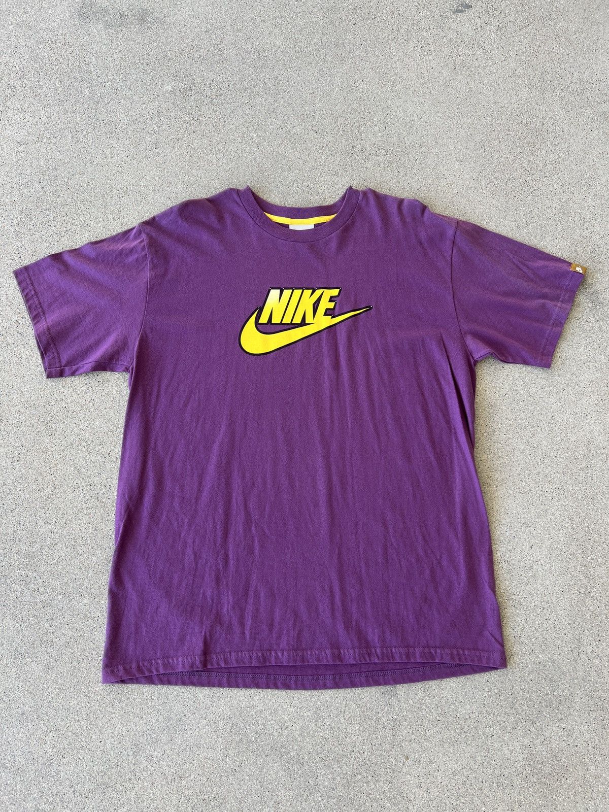 Nike Vintage 2000s Nike Purple Gold NIKE Logo Check Tee Grailed