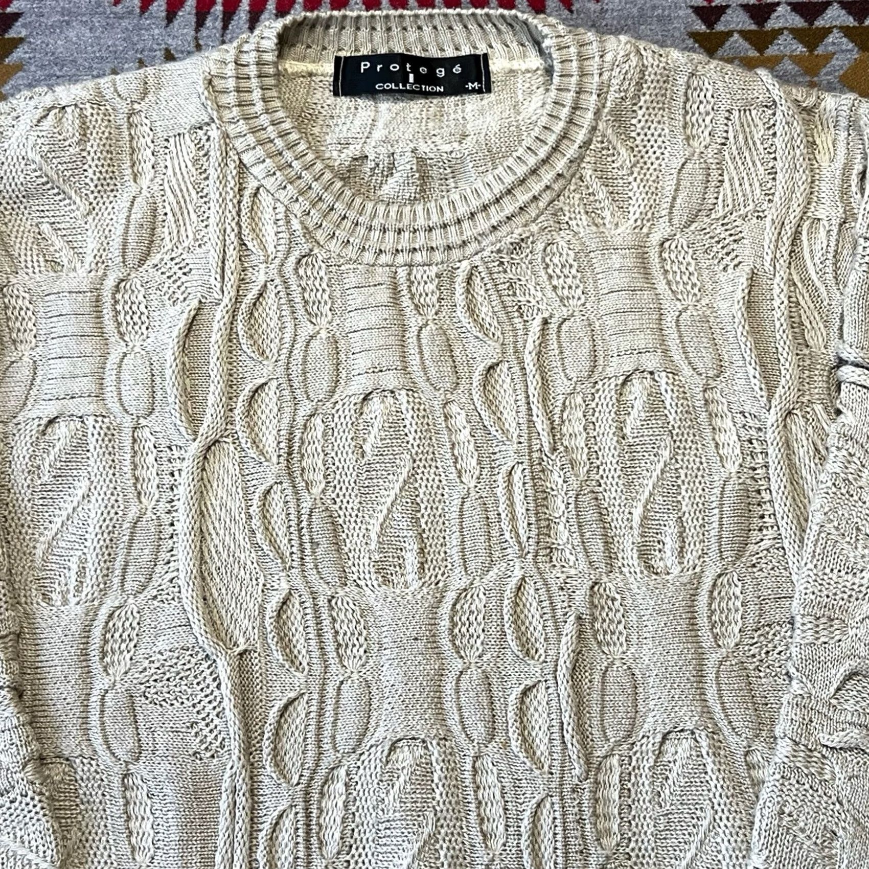 Coogi VINTAGE Protege Sweater Mens Medium Beige Pullover 3D Chunky Knit Style Coogi 80s 90s Size US M / EU 48-50 / 2 - 6 Thumbnail