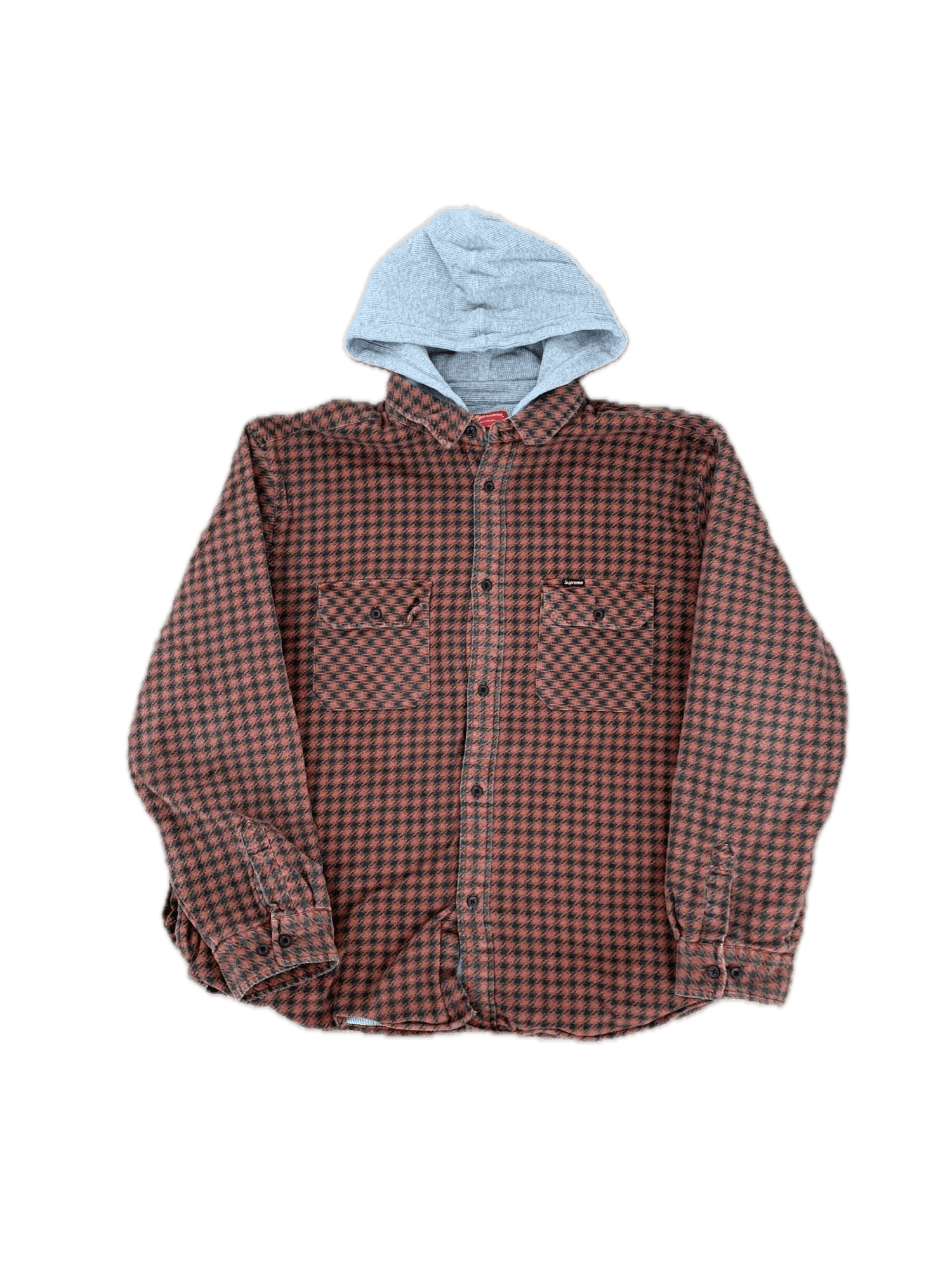 Supreme Supreme Houndstooth Flannel Hooded Shirt L Red Size US XL / EU 56 / 4 - 1 Thumbnail