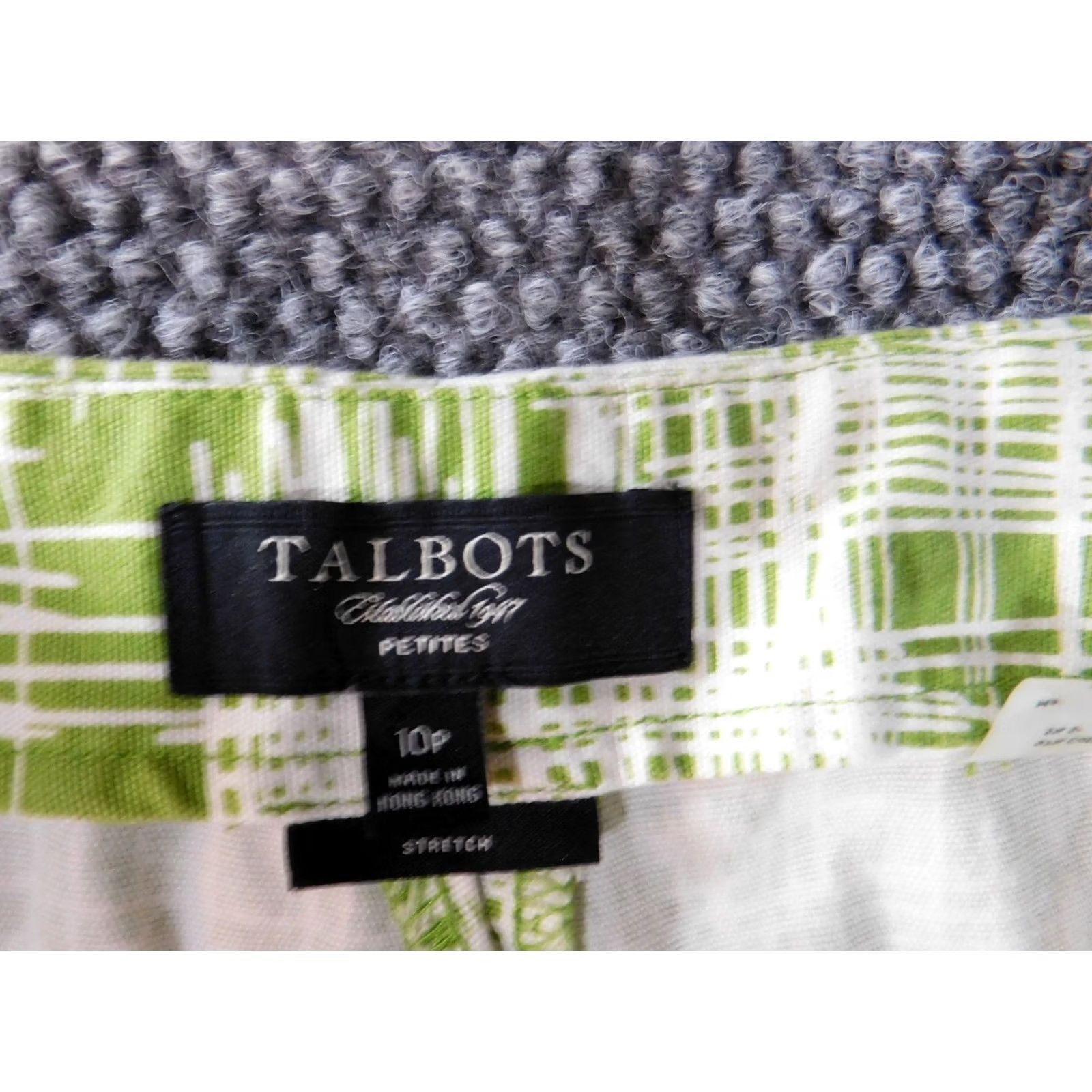 Talbots Talbots Pants 10P Petites Green Geometric Stitch Cropped Straight Leg 19 in Inseam Women's Casual Slimming Stretch Beige 30 in Waist Pants Size 32" / US 10 / IT 46 - 5 Thumbnail