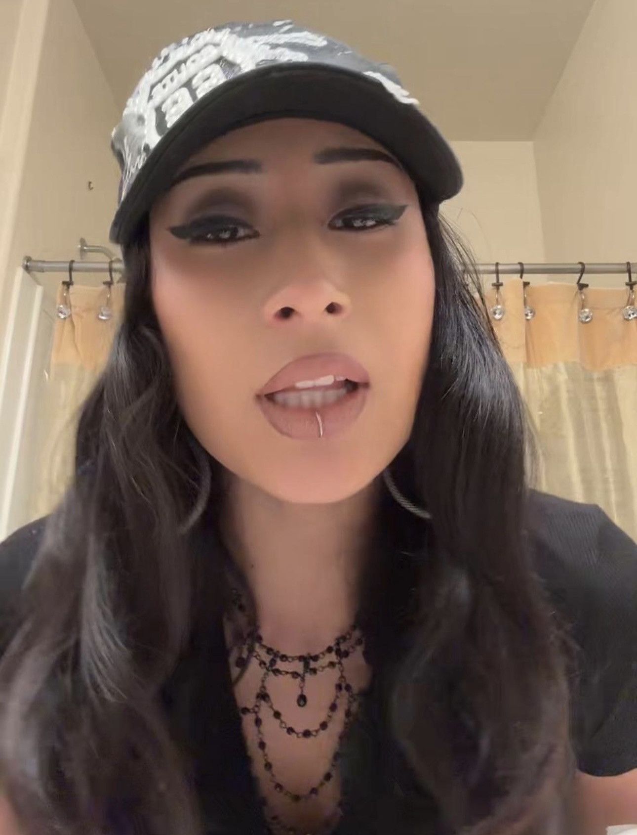 Designer × Vintage Route 66 Black Vintage Y2K Trucker Gothic Hat Rhinestones Size ONE SIZE - 5 Thumbnail