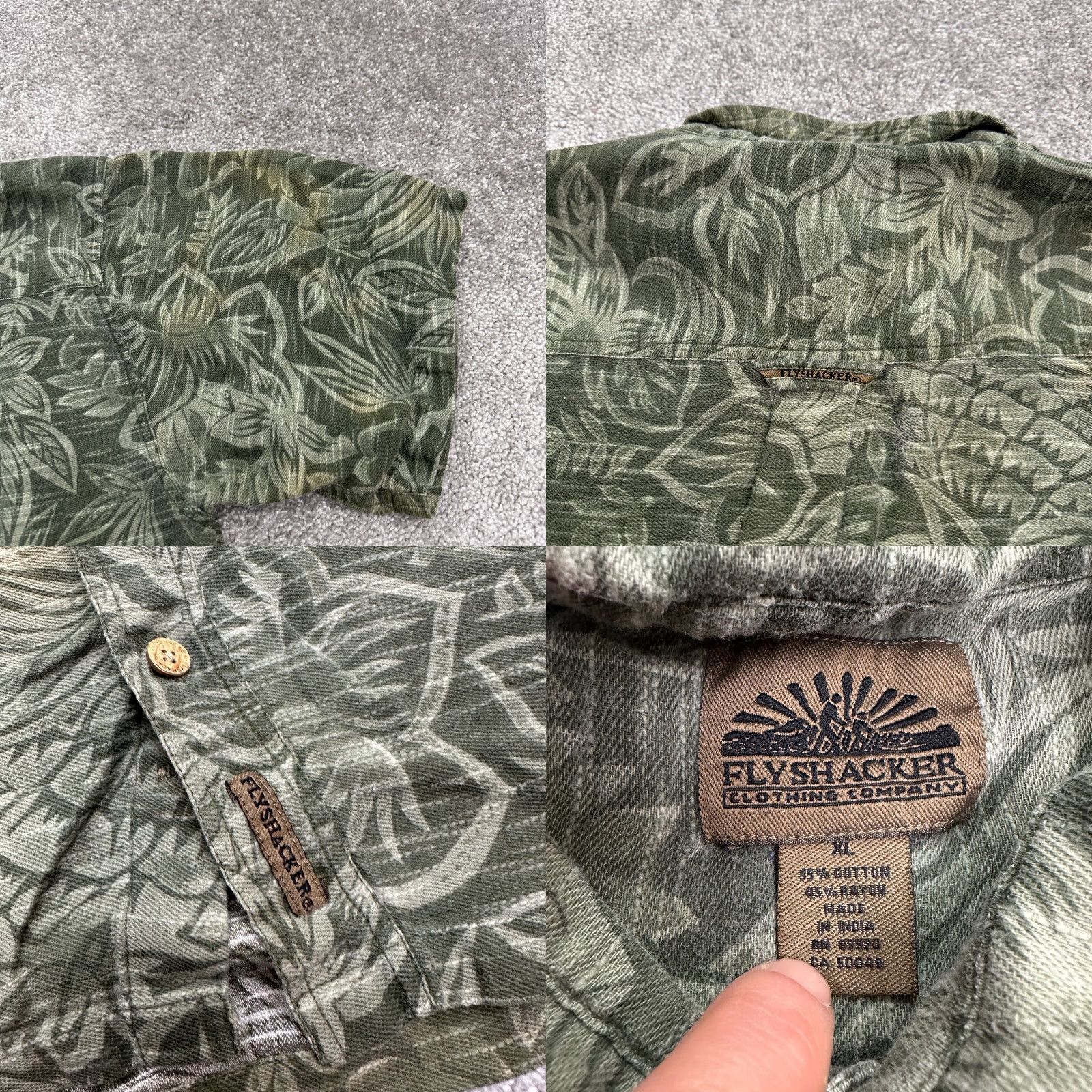 Vintage VINTAGE Flyshacker Hawaiian Shirt Mens XL Green Floral Short Sleeve Button-Down Casual Beach 90s Mens Size US XL / EU 56 / 4 - 8 Thumbnail