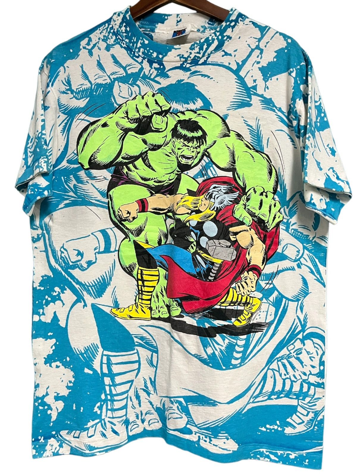 Band Tees Vintage Hulk VS Thor AOP 90s (1992) t shirt Size US L / EU 52-54 / 3 - 1 Thumbnail