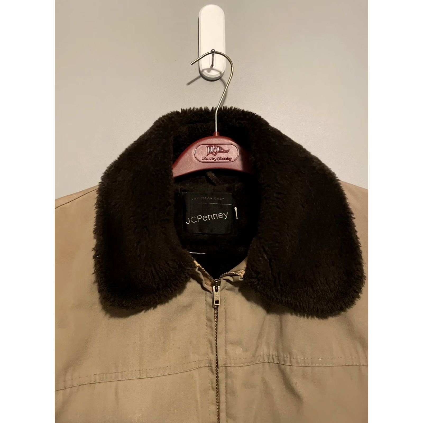 JCPenney VINTAGE JCPenney Jacket Bomber Leather Beige 90s Mens M Medium Fur Hooded Full Zip Zipped Pockets Windproof Insulated Spring Winter Size US M / EU 48-50 / 2 - 2 Thumbnail
