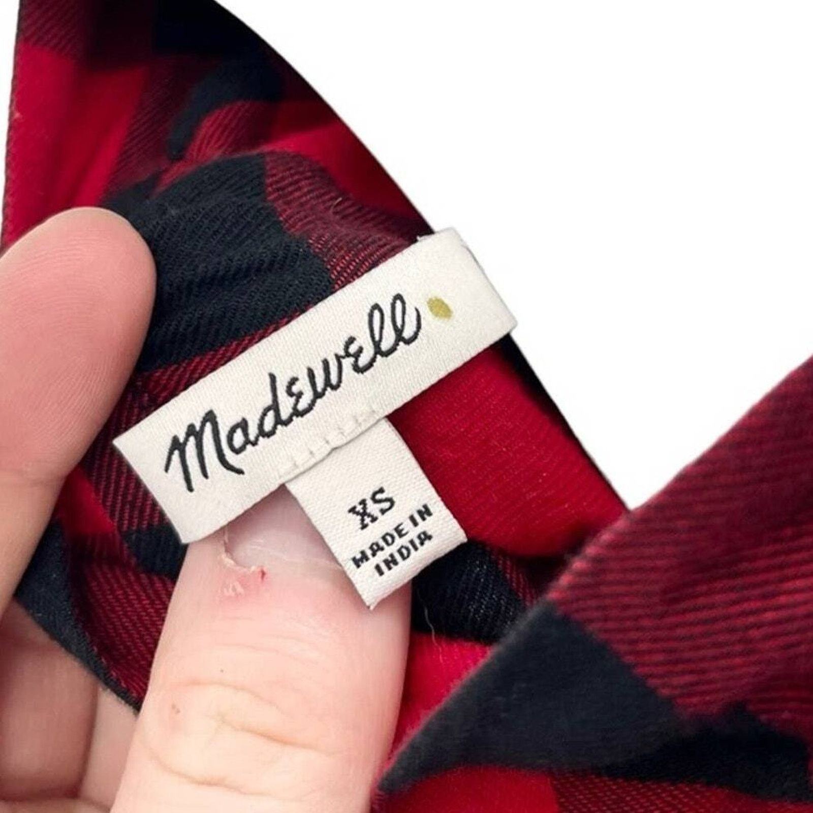 Madewell Madewell XS Buffalo Plaid Flannel Checkered Tie Front V Neck Size XS / US 0-2 / IT 36-38 - 2 Thumbnail