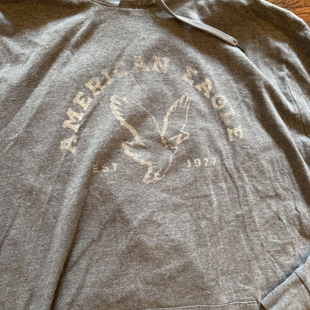 American Eagle Outfitters American Eagle Hooded T Shirt Men’s Large Long Sleeve Gray Size US L / EU 52-54 / 3 - 2 Thumbnail