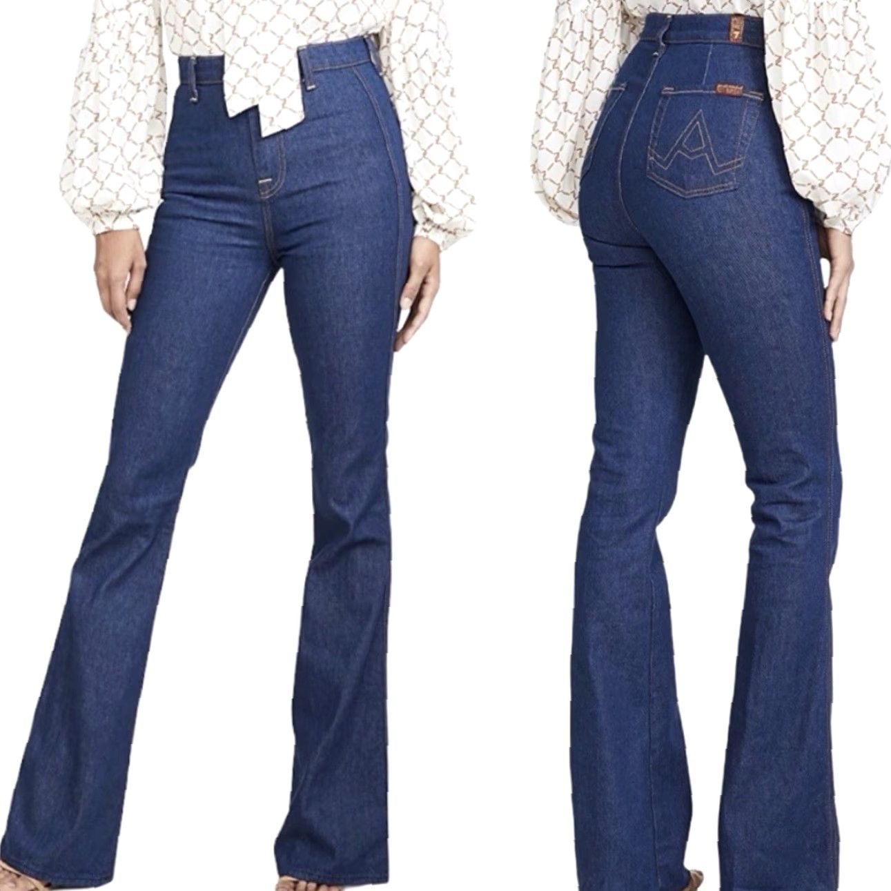 7 For All Mankind VINTAGE 7 FOR ALL MANKIND High Rise Flare Jeans A Pocket 26 Blue Women 7 For All Mankind Jeans Limited Ed. Capsule Collection 90s? Size 26" / US 2 / IT 38 - 2 Thumbnail