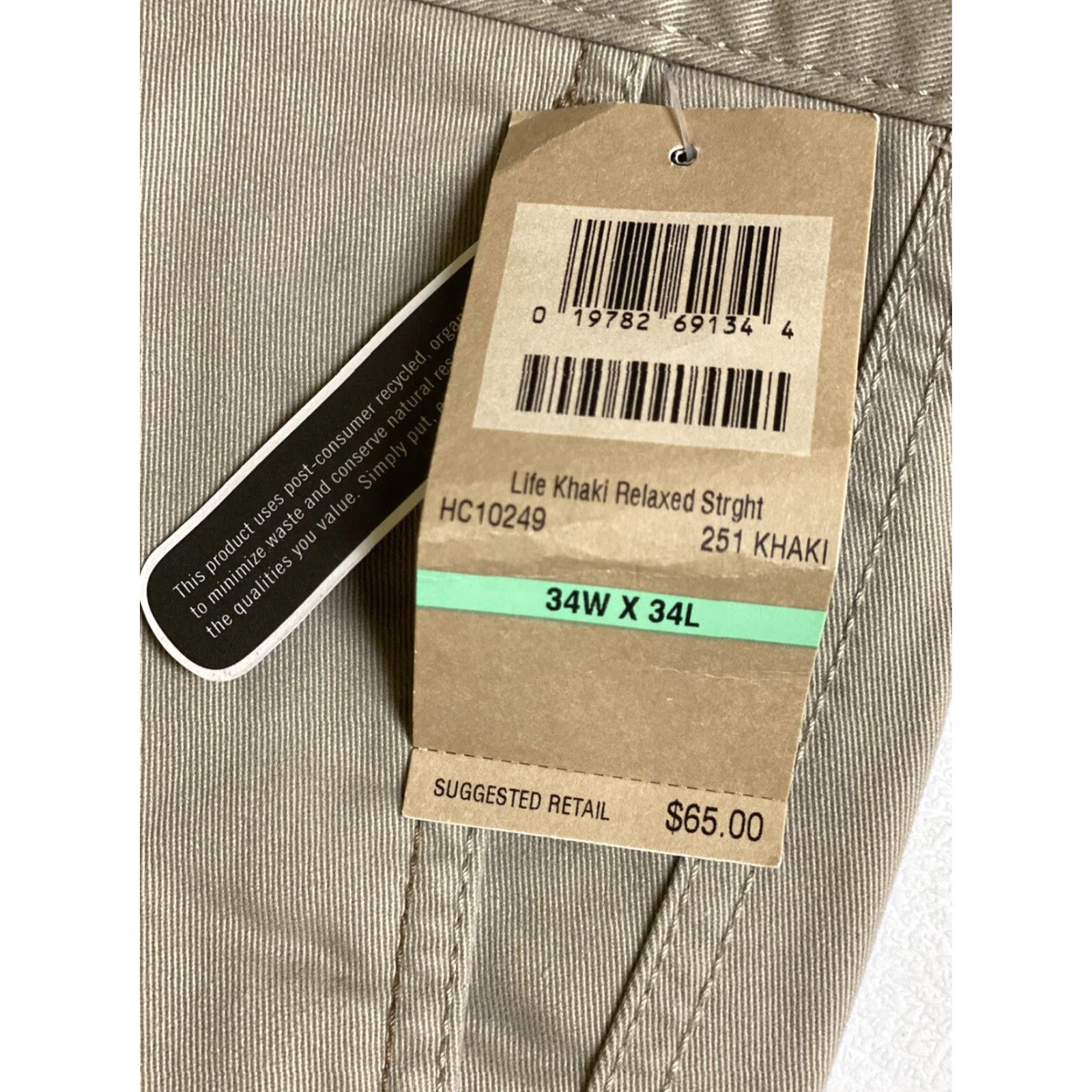 Haggar Haggar Khaki Pants Mens 34x34 Relaxed Straight Flat Front Cotton Blend Brown 34 Inseam Style Khaki Size US 34 / EU 50 - 7 Thumbnail