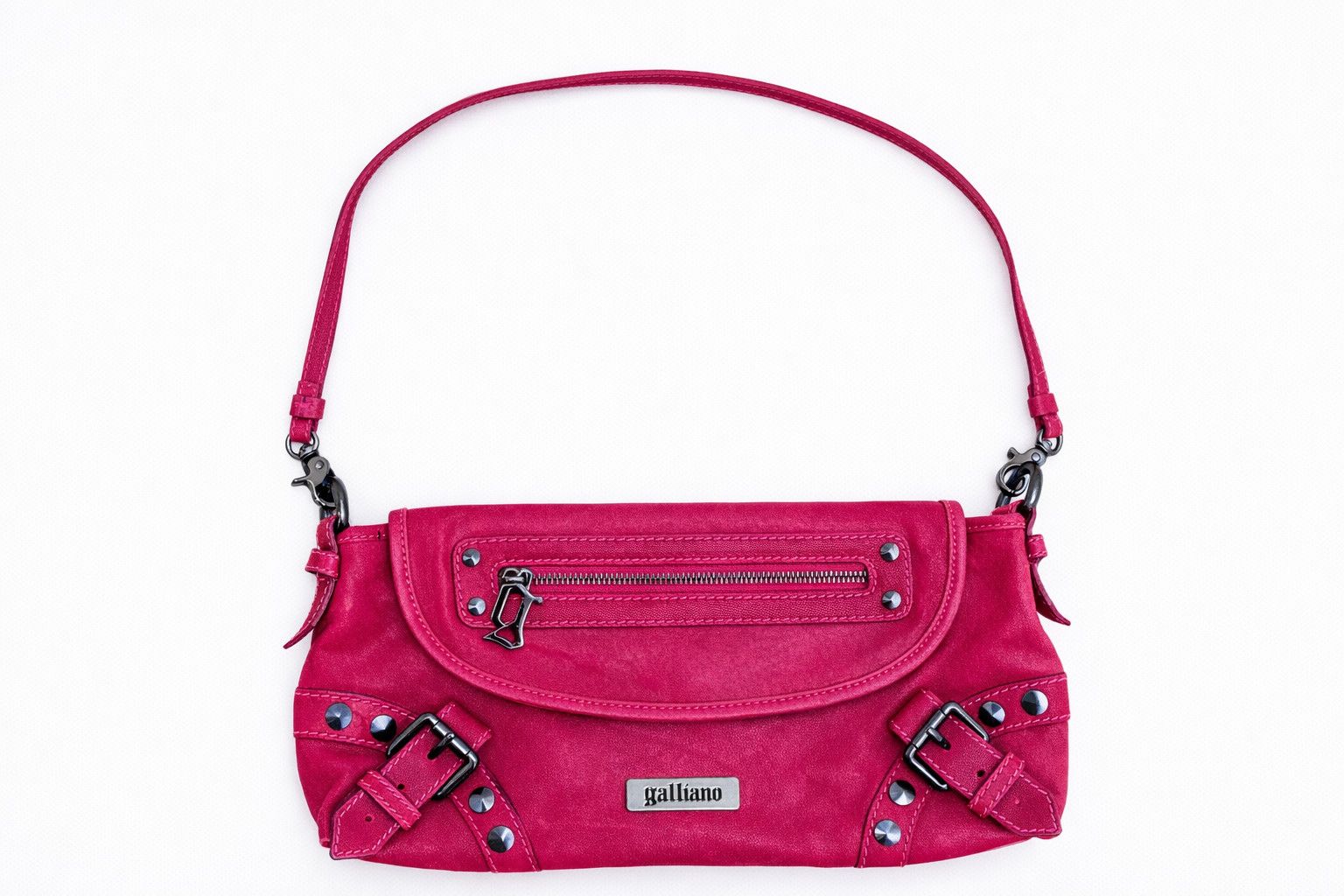 John Galliano John Galliano Pink Studded Leather Gazette Shoulder Bag Size ONE SIZE - 1 Thumbnail