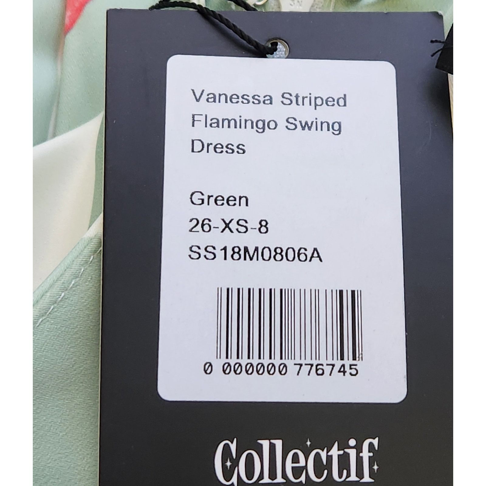 Other Collectif Green Vanessa Stripe Flamingo Swing Dress XS NWT Size XS / US 0-2 / IT 36-38 - 7 Thumbnail