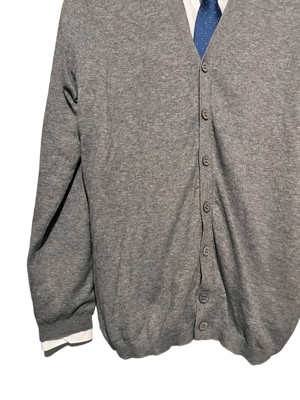 Suitsupply SUITSUPPLY Cotton Cashmere Grey V-Neck Cardigan Size US S / EU 44-46 / 1 - 4 Thumbnail