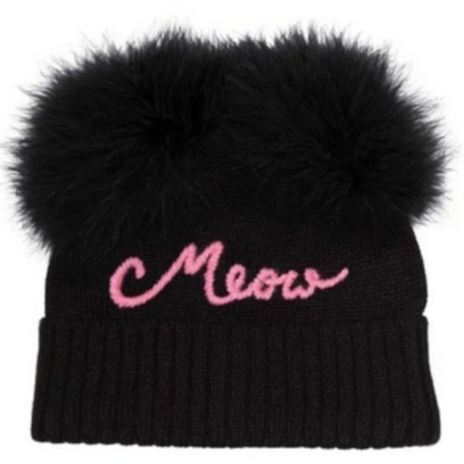 Kate Spade Kate Spade New York meow marabou pompom beanie black Size ONE SIZE - 1 Thumbnail