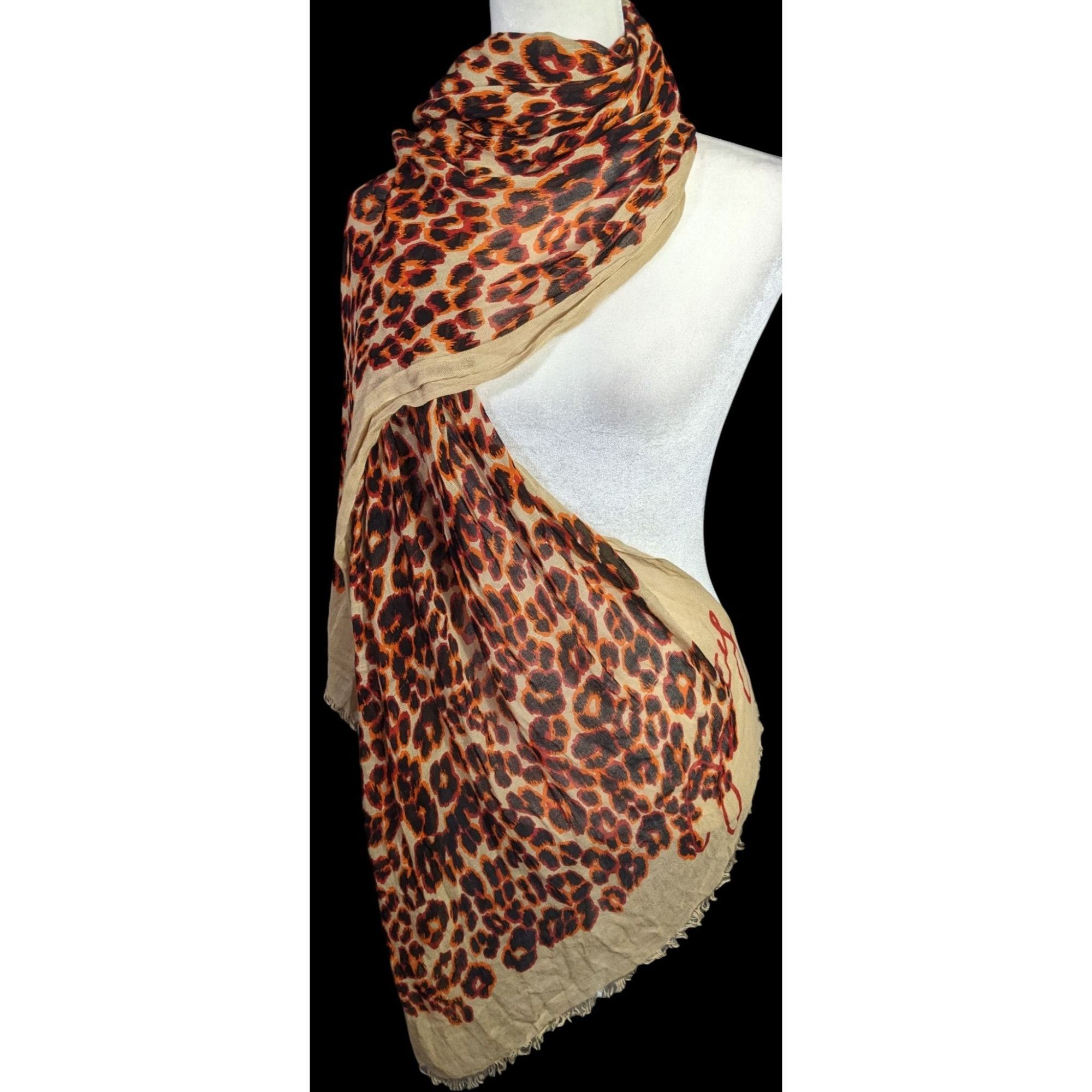 Juicy Couture Juicy Couture Leopard Print Lightweight Scarf 33x79 Inches B Size ONE SIZE - 2 Thumbnail