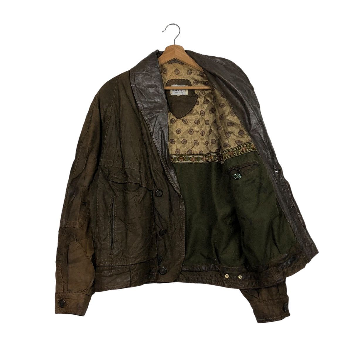 Vintage 🔥VINTAGE BOMBER LEATHER JACKET MAFFEI VERA PELLE ITALY Size US M / EU 48-50 / 2 - 13 Thumbnail