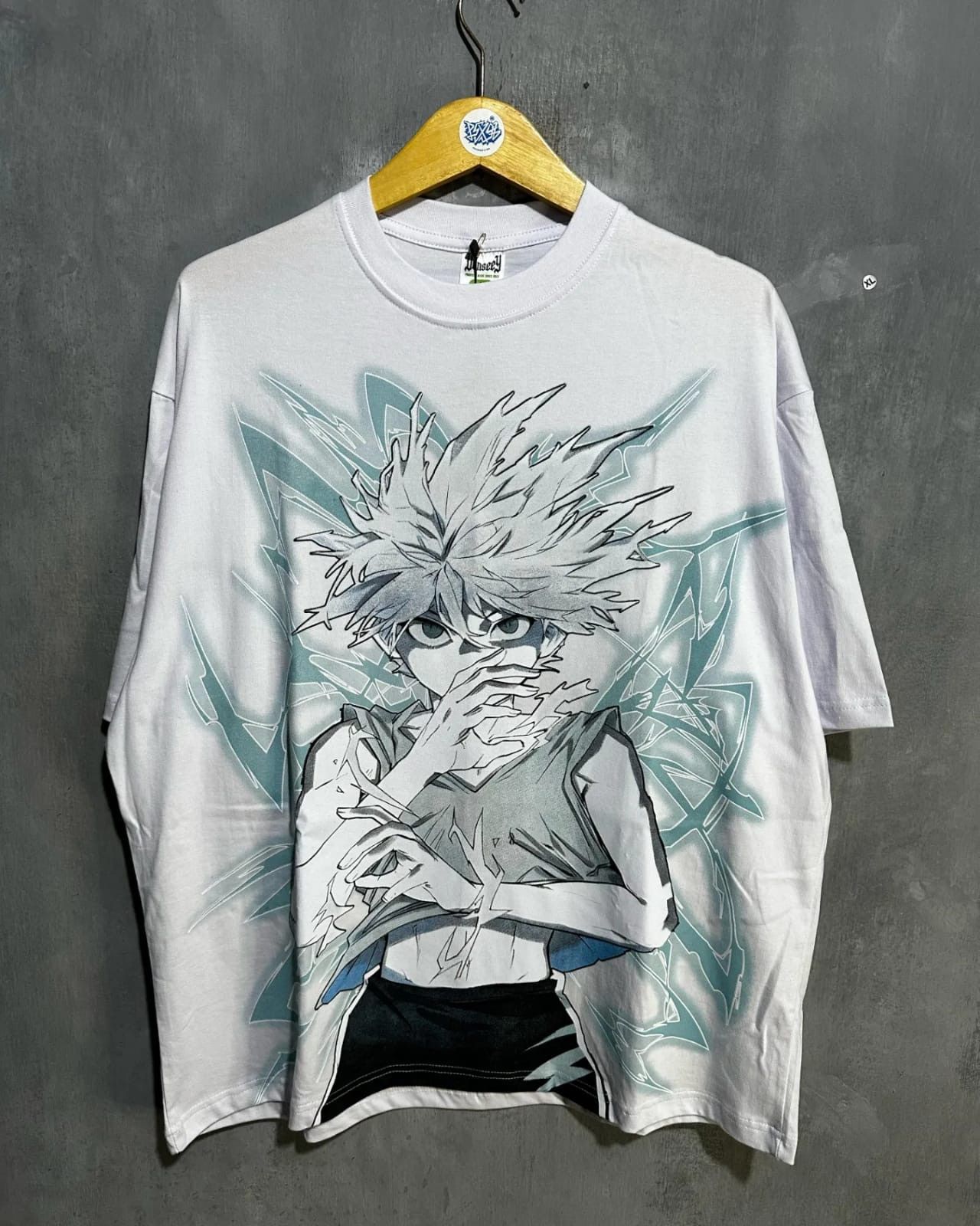 image of Killua Hunter X Hunter Fansmadeboot Tee Tshirt in Black, Men's (Size Large)