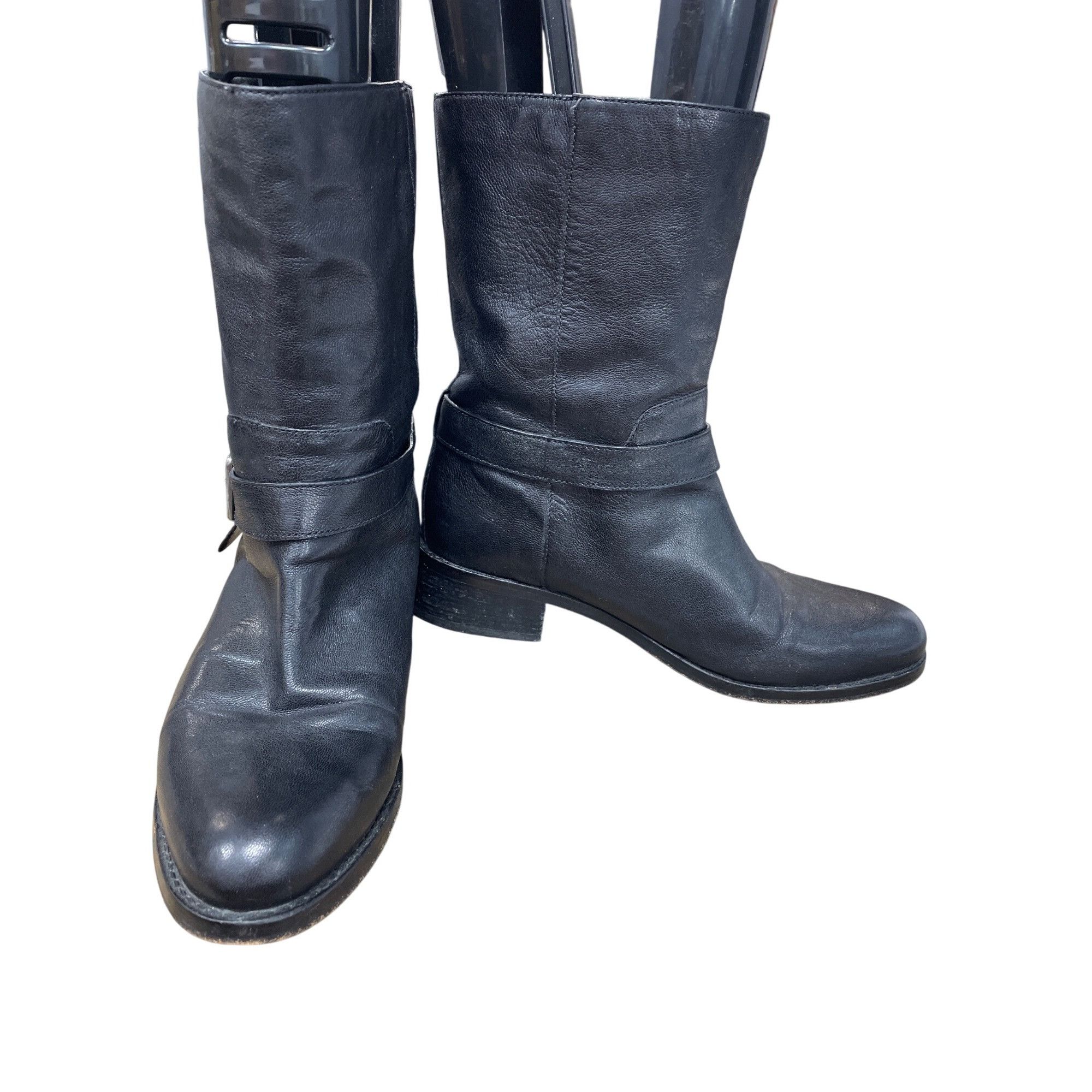 Cole Haan Cole Haan Grand Womans Black Leather Mid Calf Line Boots Sz Size US 8.5 / IT 38.5 - 1 Thumbnail