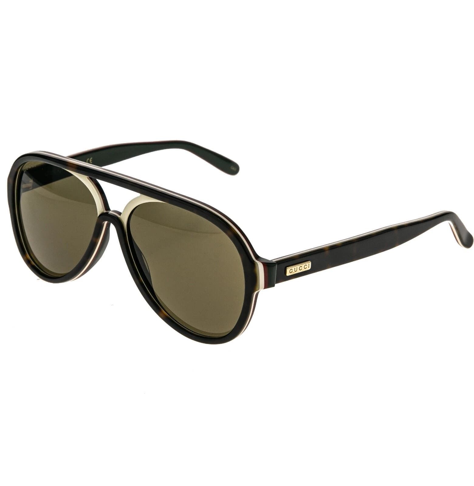 Gucci GUCCI GG0270S 0270 Havana Ivory Brown Aviator Sunglasses 003 Size ONE SIZE - 10 Thumbnail