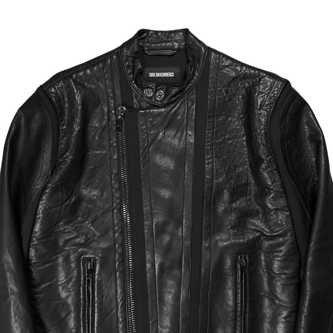 Dirk Bikkembergs Dirk Bikkembergs Asymmetric Zip Moto Leather Jacket Size US M / EU 48-50 / 2 - 6 Thumbnail