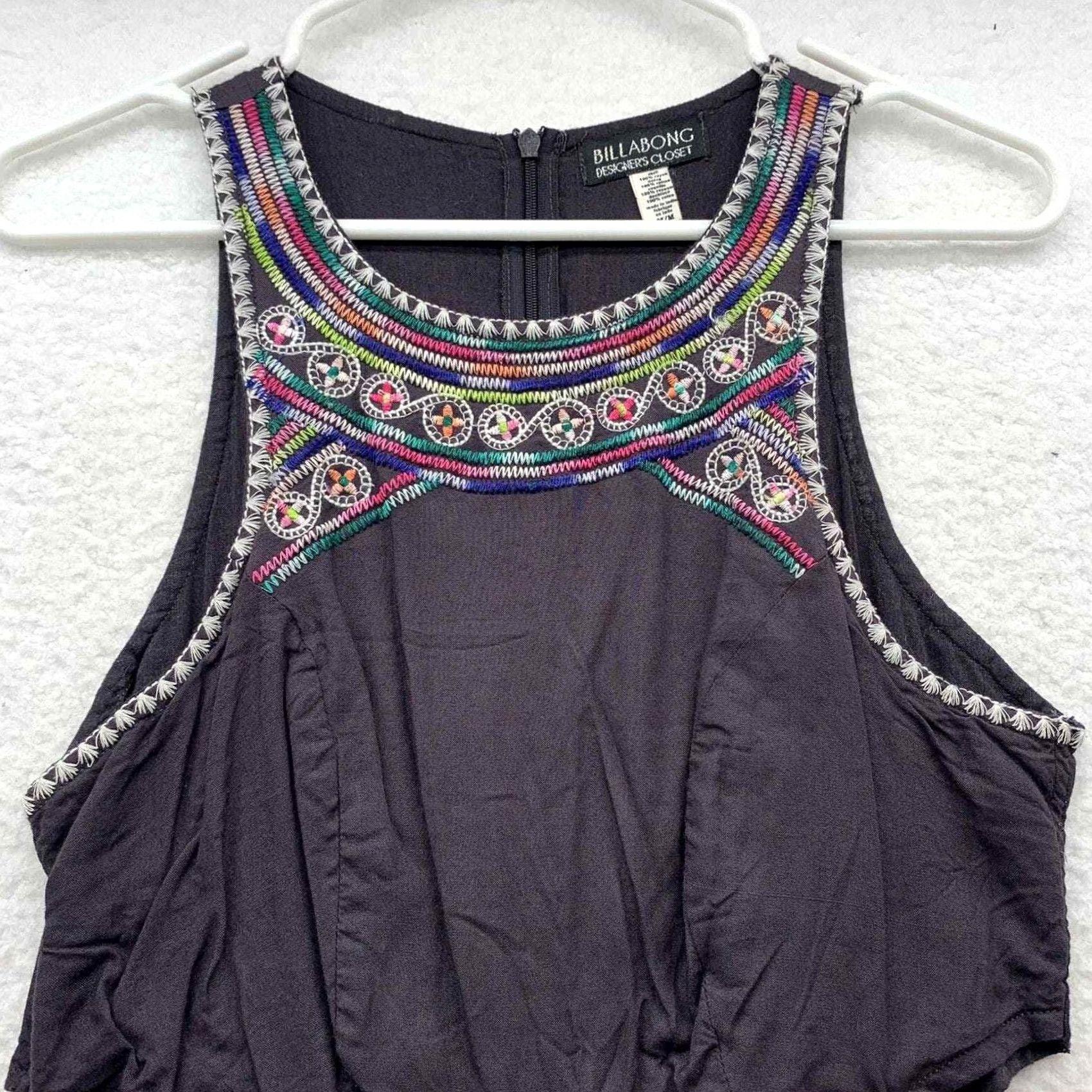 Billabong Billabong Sundress Womens M Boho Embroidered Hem Beach Casual Designer Sun Dress Size M / US 6-8 / IT 42-44 - 3 Thumbnail