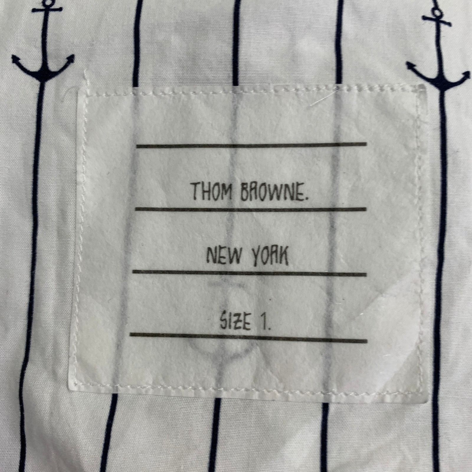 Thom Browne White Navy Nautical Pinstripe Cotton One Pocket Shirt Size US S / EU 44-46 / 1 - 6 Thumbnail
