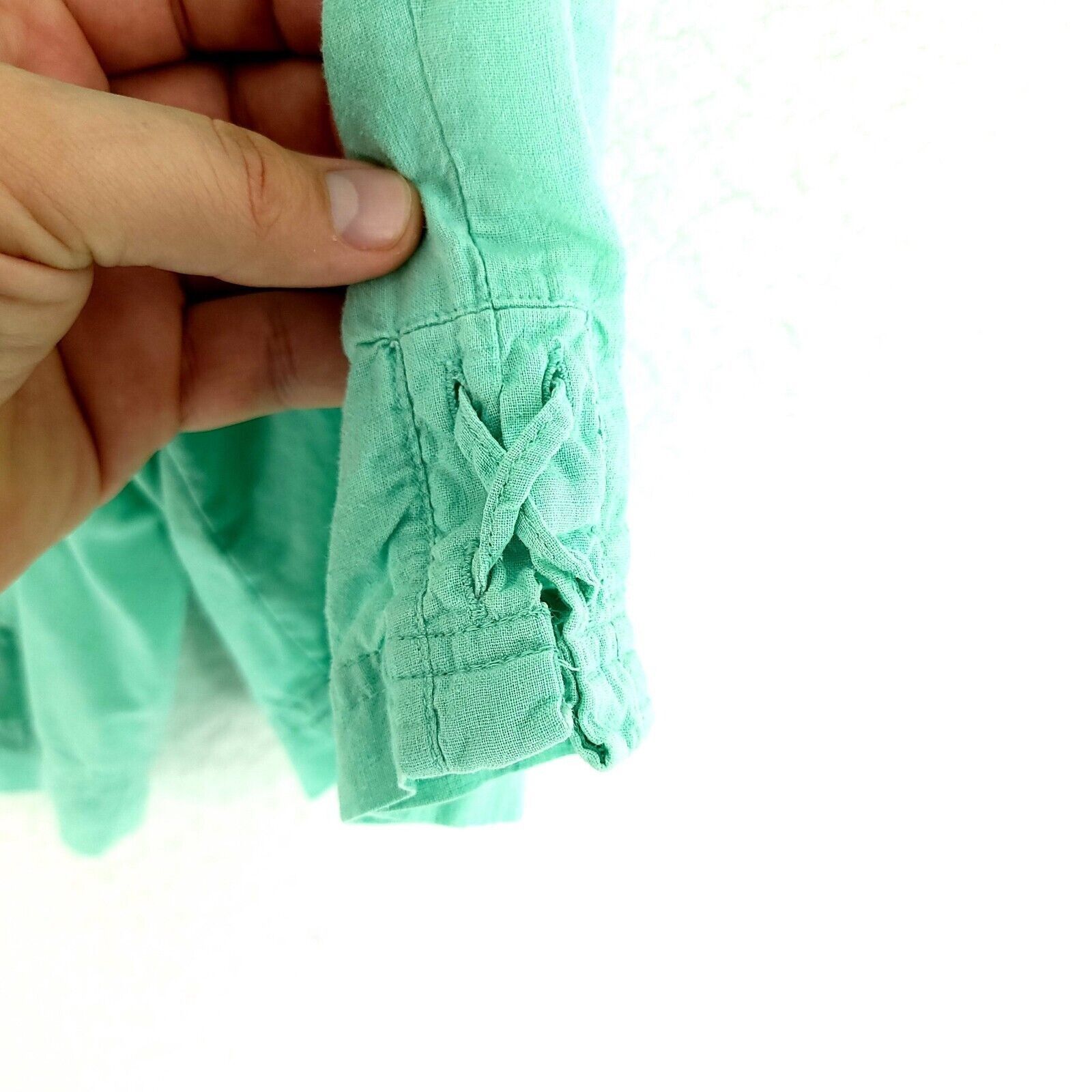 Designer Coral Bay Linen Rayon Green Medium Shorts High Rise 30/8 Size 30" / US 8 / IT 44 - 2 Thumbnail