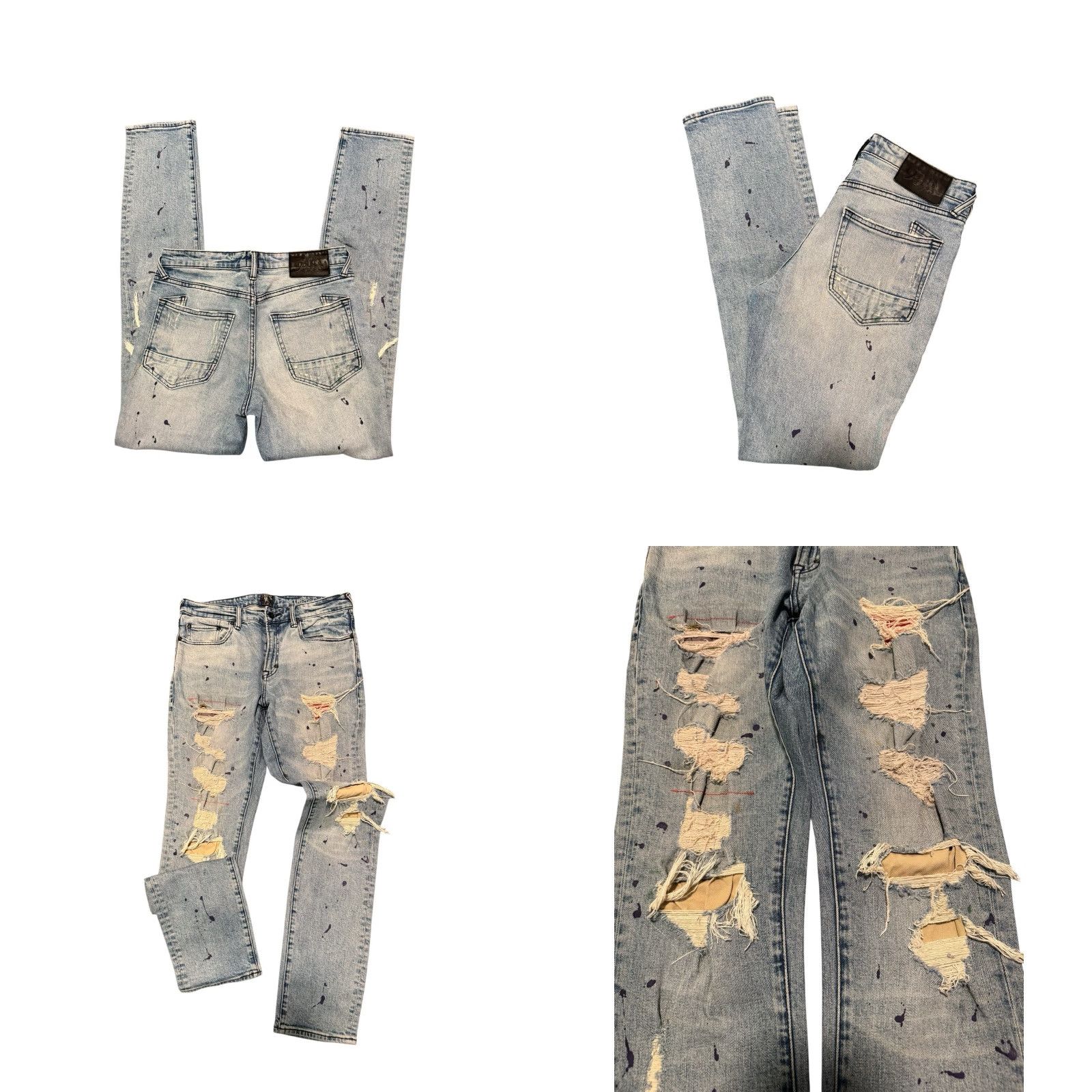 Prps PRPS Le Sabre Slim Tapered Jeans Size 30 Light Wash Distressed Paint Splatter Jeans Size US 30 / EU 46 - 8 Thumbnail