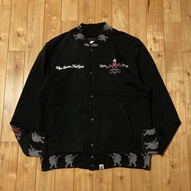 Bape 2005 Stash × BAPE Soldier Logo Sweat Varsity Jacket NIGO APE Size US M / EU 48-50 / 2 - 2 Thumbnail